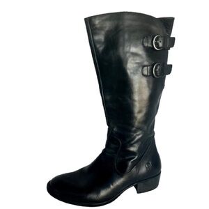 Born DS8503 Berry Black Leather Knee-high Riding Comfort Women’s Boots Size 7M